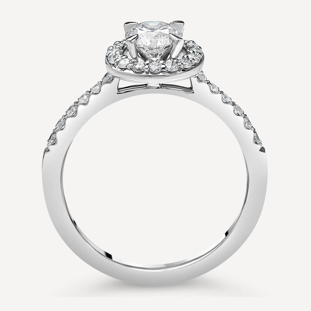 Platinum 0.57ct Round Diamond Halo & Shoulders Ring