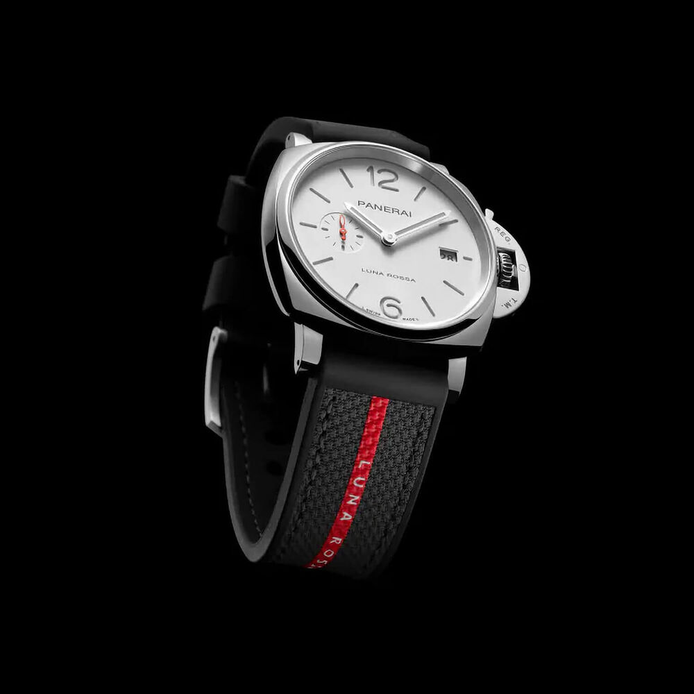 Panerai Luminor Due Luna Rossa 42mm White Dial Rubber & Fabric Strap Watch image number 4