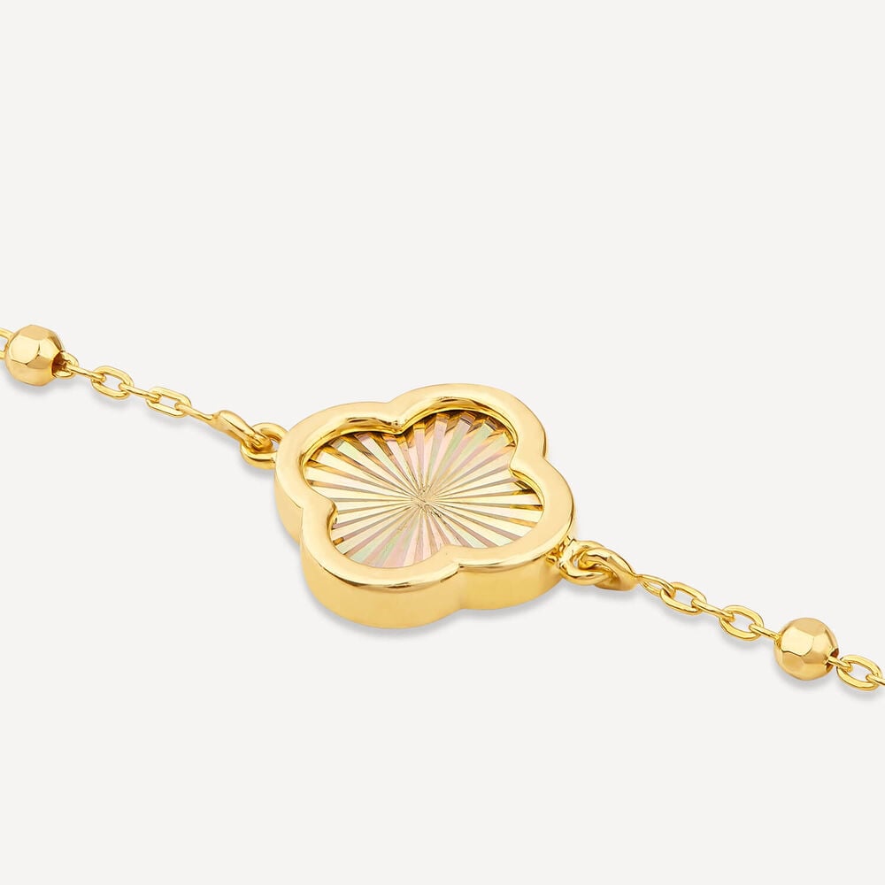 9ct Yellow Gold Iridescent Clover Petal Beaded Bracelet image number 2