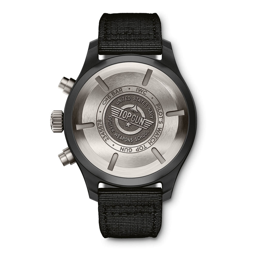IWC Schaffhausen Pilot's Watch Chronograph Top Gun Black Dial Strap Watch image number 1