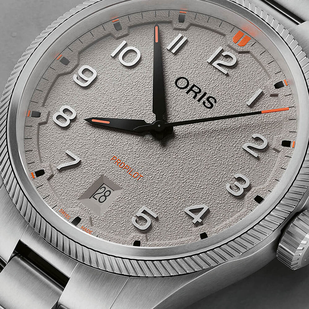 Oris ProPilot Date 41mm Chalk Dial Stainless Steel Bracelet Watch image number 1