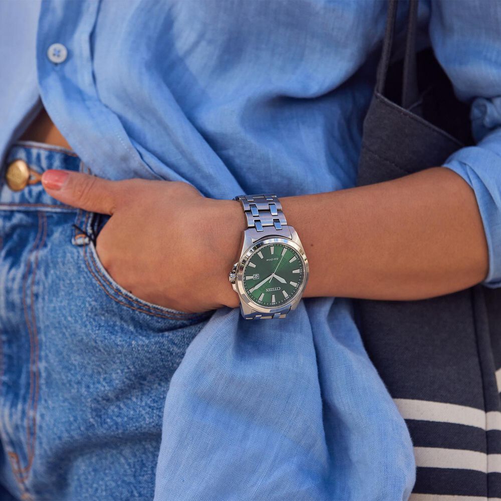 Citizen Dress Classic 43mm Green Dial Steel Bracelet Watch image number 4
