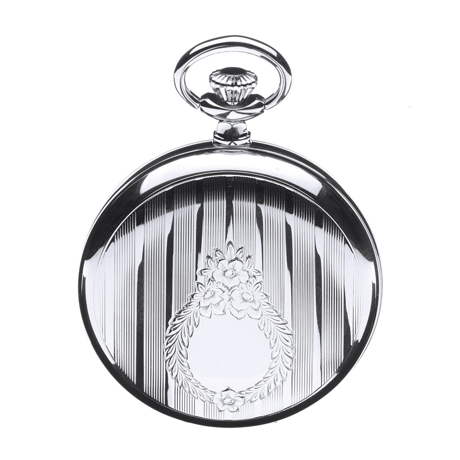 Jean Pierre Chrome Plated Quartz Hunter Pocket Watch at Fraser Hart