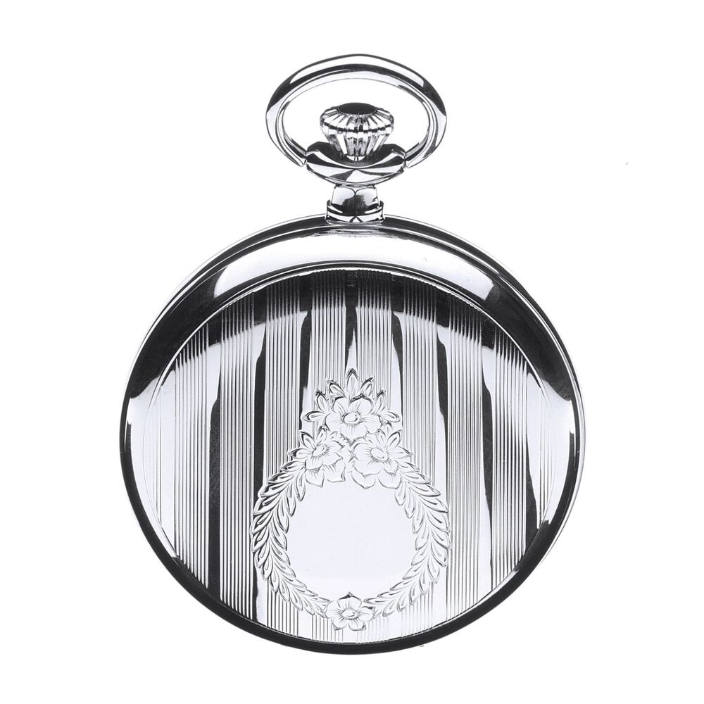 Jean Pierre chrome-plated quartz Hunter pocket watch