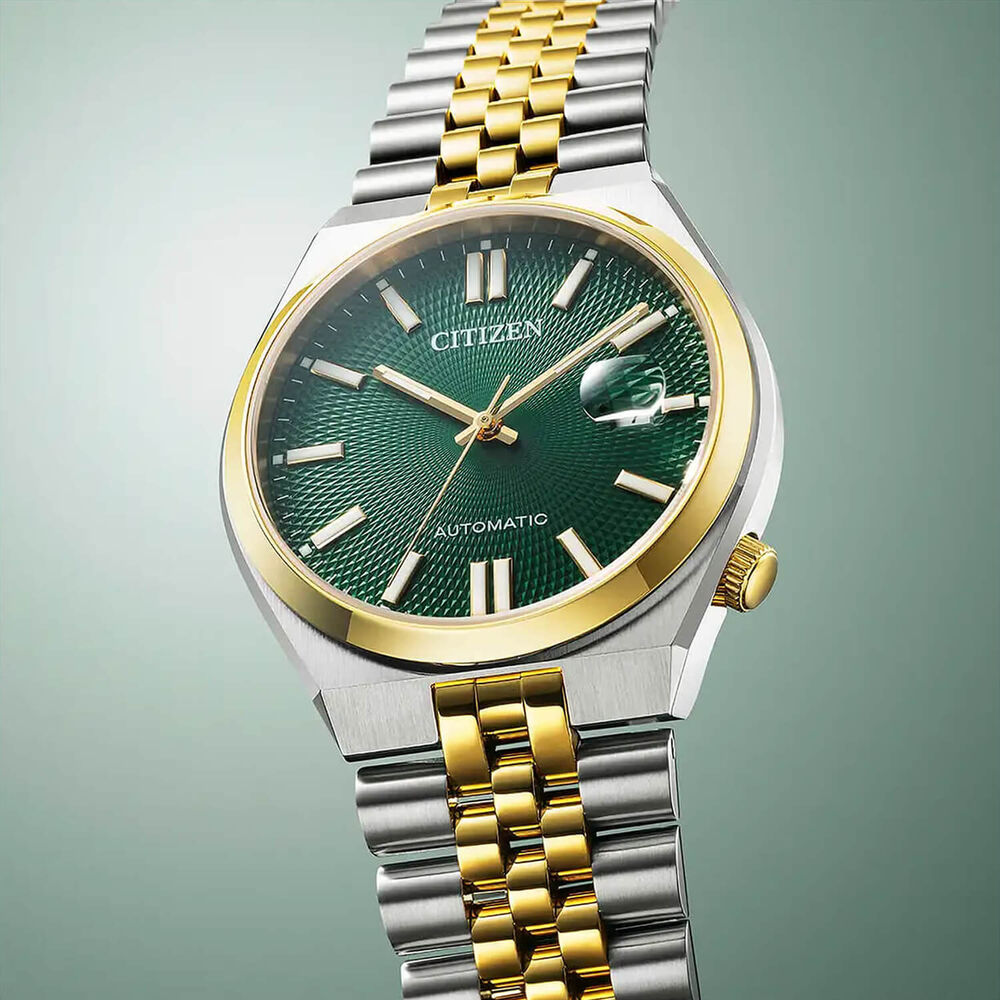 Citizen Tsuyosa 60 Automatic 40mm Green Dial Two Tone Steel Bracelet Watch image number 2