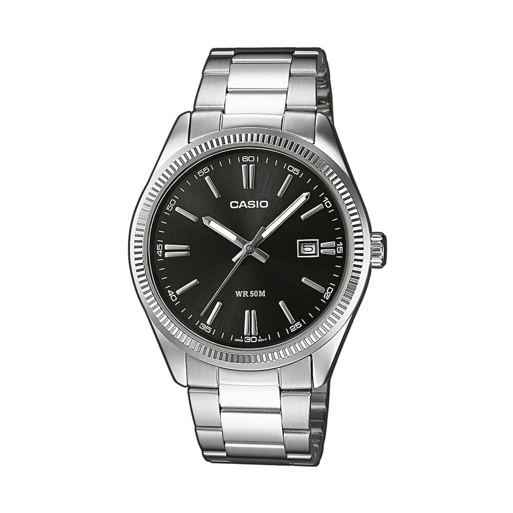 Casio 38.5mm Black Dial Stainless Steel Bracelet Watch image number 0