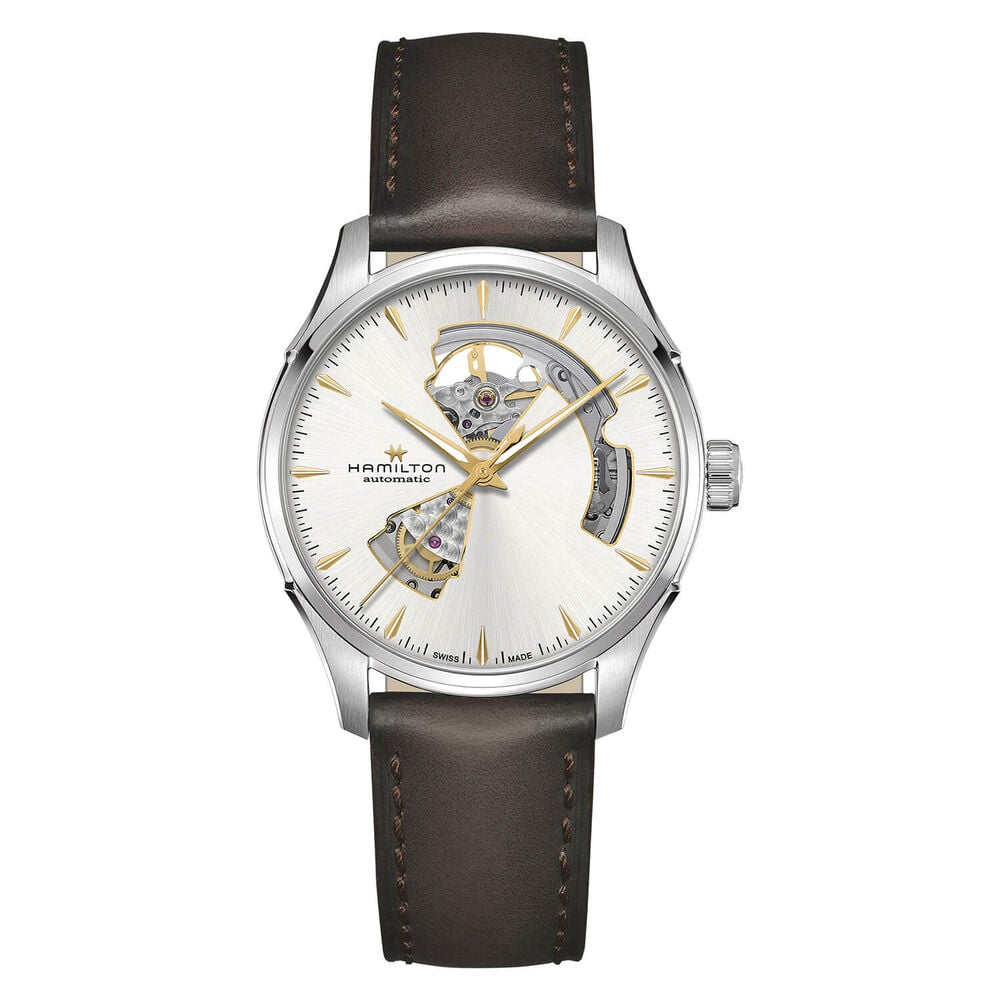 Hamilton Jazzmaster Open Heart 40mm Silver Dial Brown Leather Strap Watch image number 0