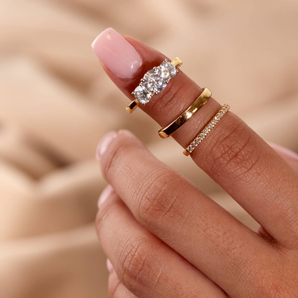 Born 18ct Yellow Gold 0.20ct Lab Grown Diamond Claw Set Half Eternity Wedding Ring image number 3