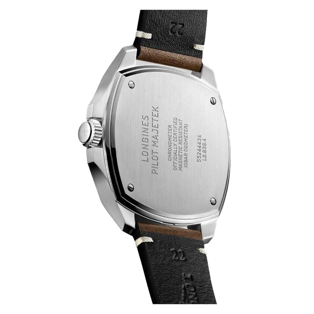Longines Pilot Majetek 43mm Black Dial Steel Case Brown Strap Watch image number 3