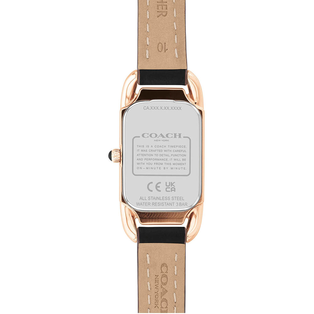 Coach Cadie 29mm White Dial Black Leather Strap Watch