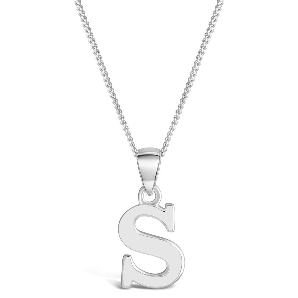 Sterling Silver Block Initial S Pendant (Special Order)