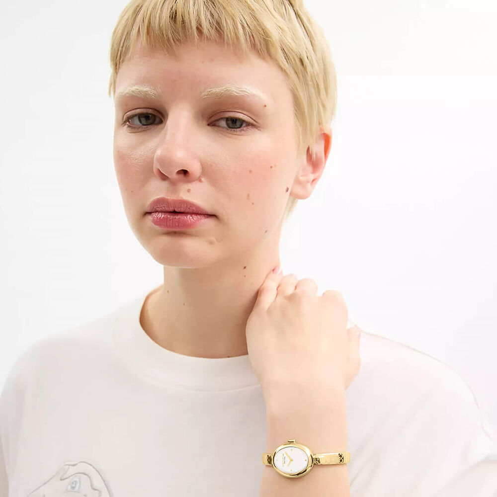 Coach Sammy 22mm Silver Dial Gold Tone Steel Bracelet Watch