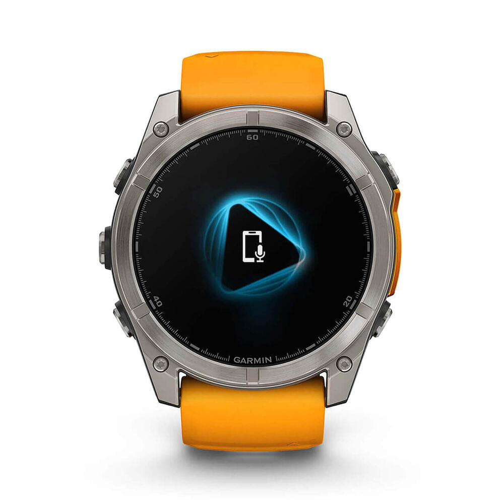 Garmin fenix® 8 AMOLED Sapphire 51mm Titanium Case Spark Orange Graphite Silicon Strap Watch image number 11