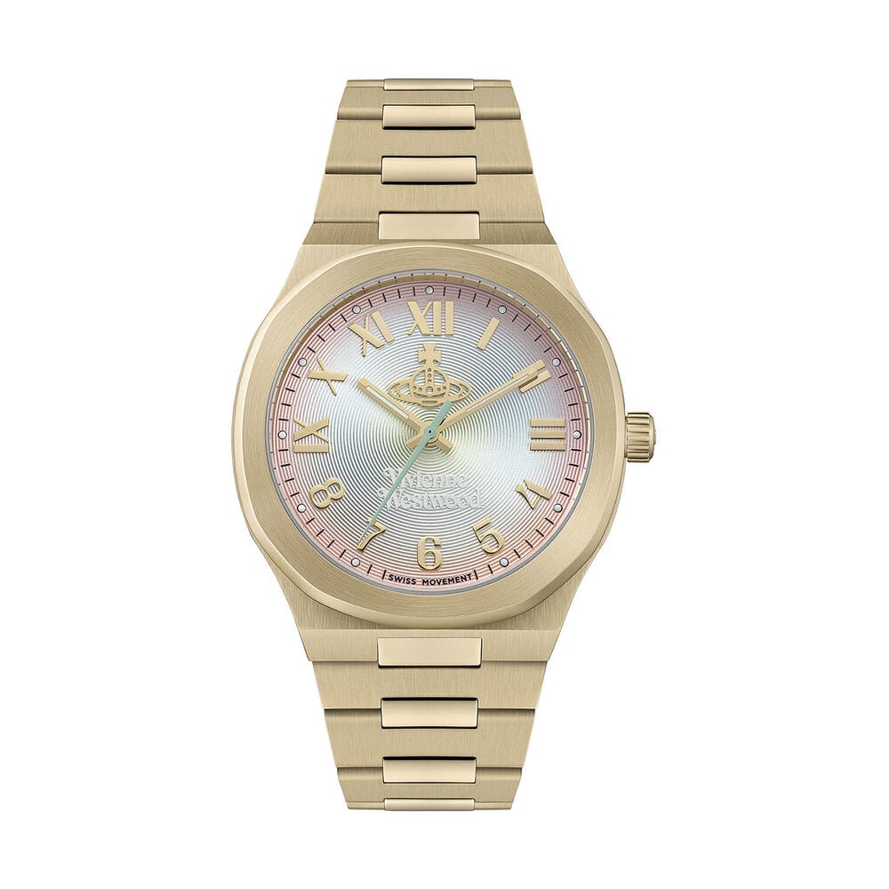 Vivienne Westwood Merton 38mm Multi Coloured Dial Gold Steel Bracelet Watch image number 0