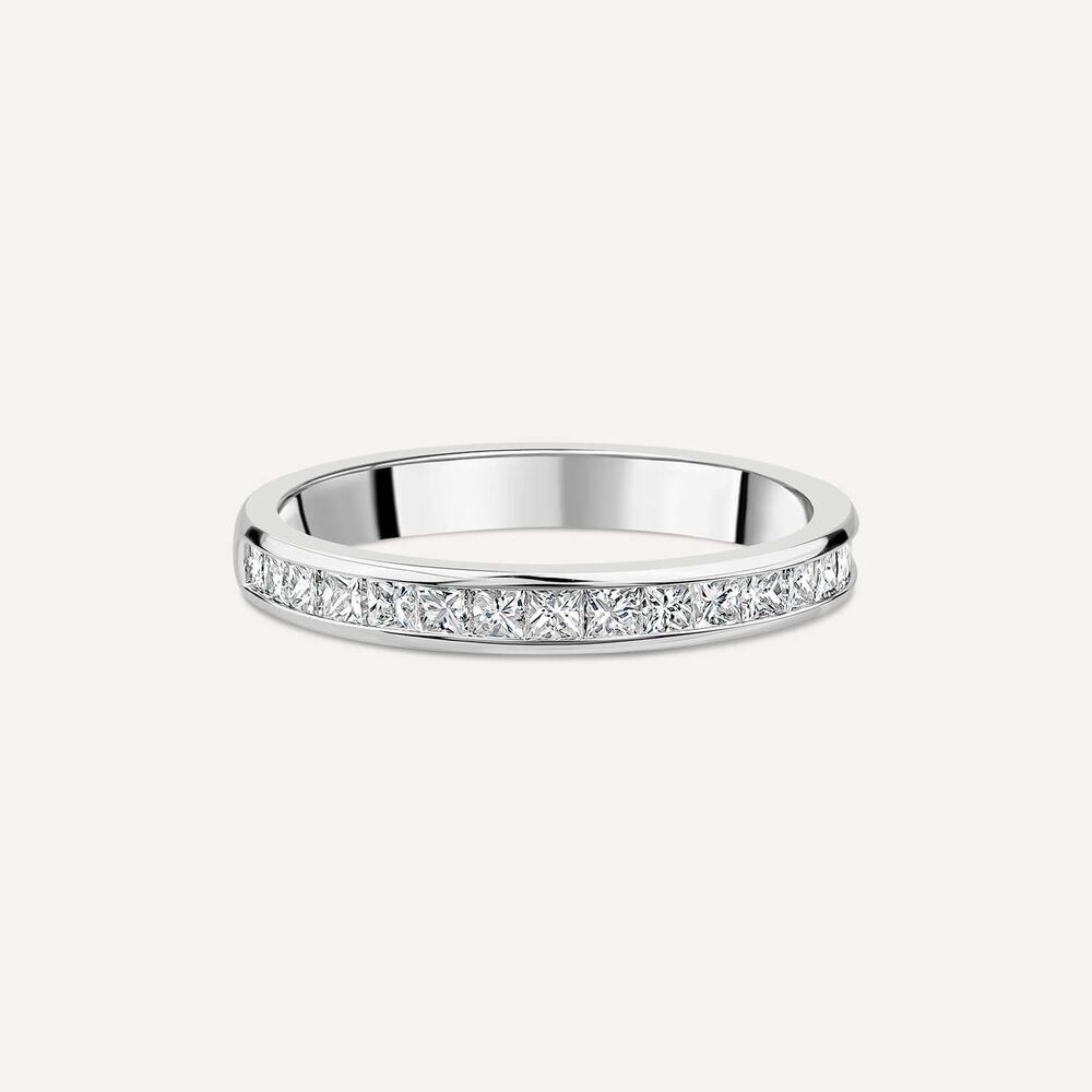 Platinum 2.5mm 0.45ct Diamond Princess Cut Channel Set Wedding Ring image number 2