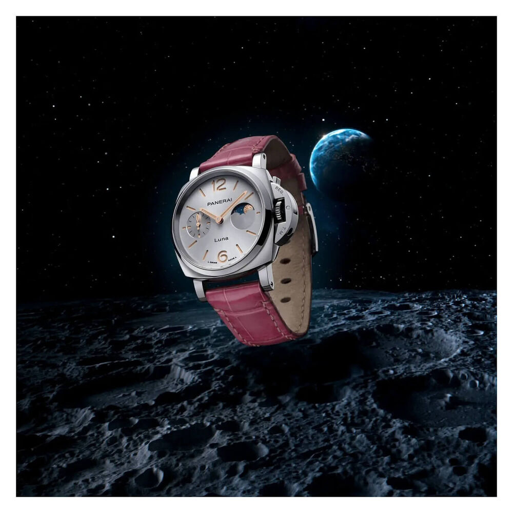 Panerai Luminor Due 38mm Luna White Dial Pink Strap Watch image number 9