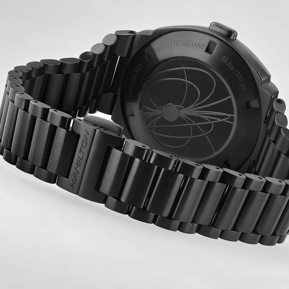 Hamilton American Classic PSR Digital Quartz 41mm Blue Dial PVD Black Steel Bracelet Watch image number 3