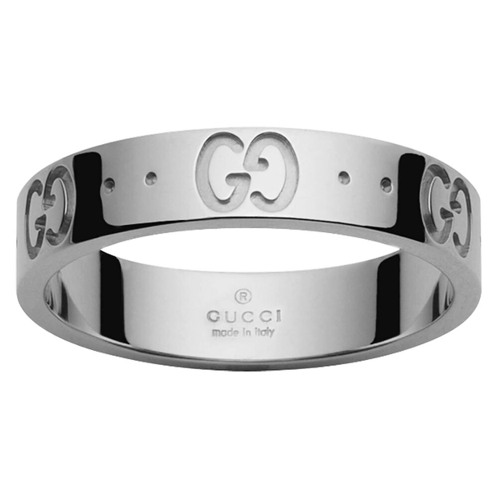 Gucci Icon 18ct White Gold Thin Band Ring (UK Size M-N)