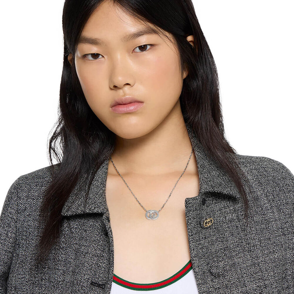 Gucci Interlocking Sterling Silver Chain Necklace image number 2