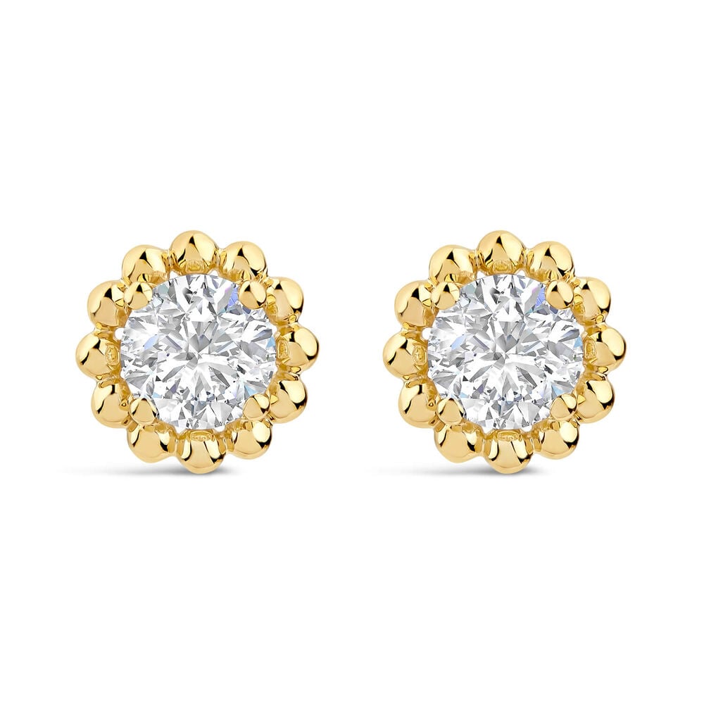 Born Granules 9ct Yellow Gold Lab Grown 1.00ct Diamond Round Stud Earrings
