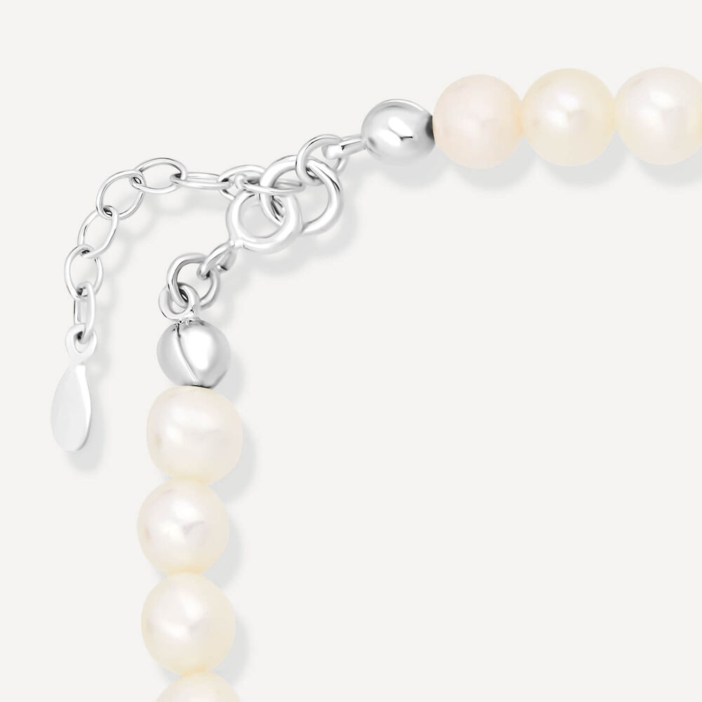 Sterling Silver Freshwater Pearls & Pave Cubic Zirconia Barrel Bracelet image number 3