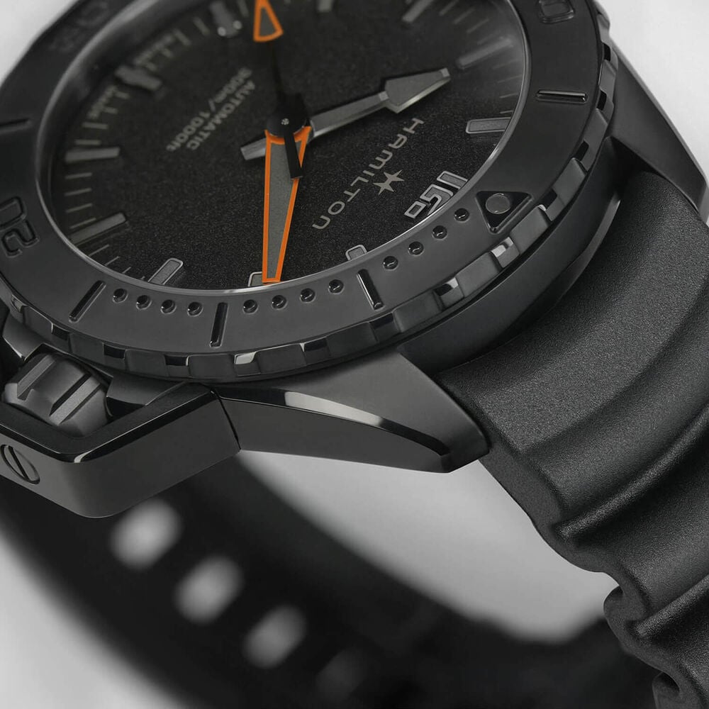 Hamilton Khaki Navy Frogman 46mm Black Dial PVD Case Rubber Strap Watch image number 4