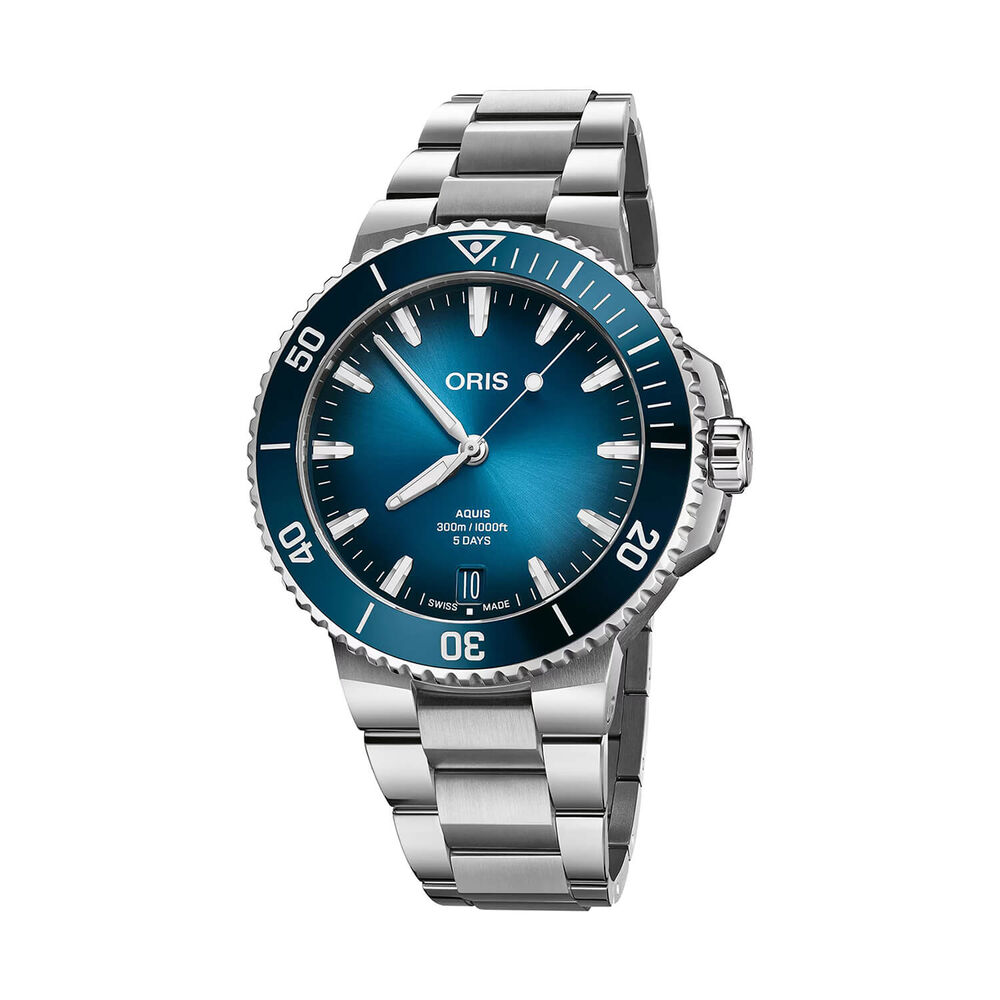 Oris Aquis Date Calibre 400 43.5mm Blue Dial Stainless Steel Bracelet Watch image number 0