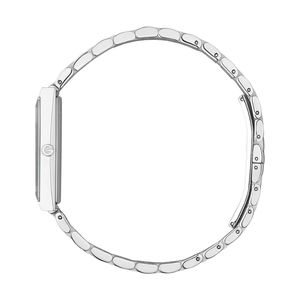 Gucci G-Frame 14x34mm Pink Dial Diamond Dots Stainless Steel Bracelet Watch