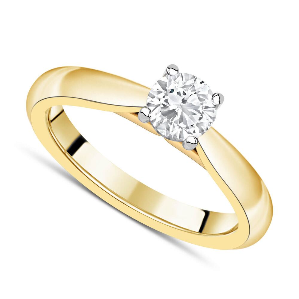 18ct Yellow Gold 0.50ct Round Diamond Orchid Setting Ring image number 0