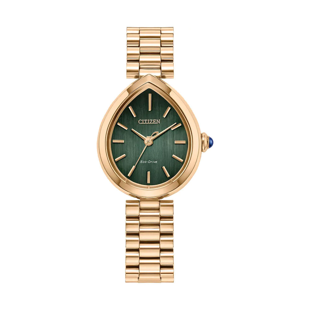 Citizen L Rainell 26x31mm Green Dial & Rose Gold Tone Steel Bracelet Watch image number 0