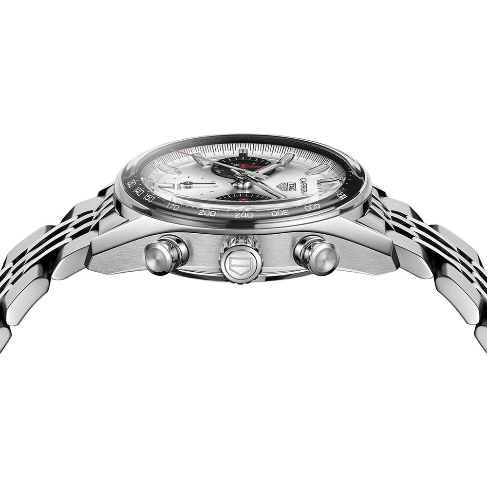 TAG Heuer Carrera Chronograph 39mm Silver Dial Steel Bracelet Watch image number 3