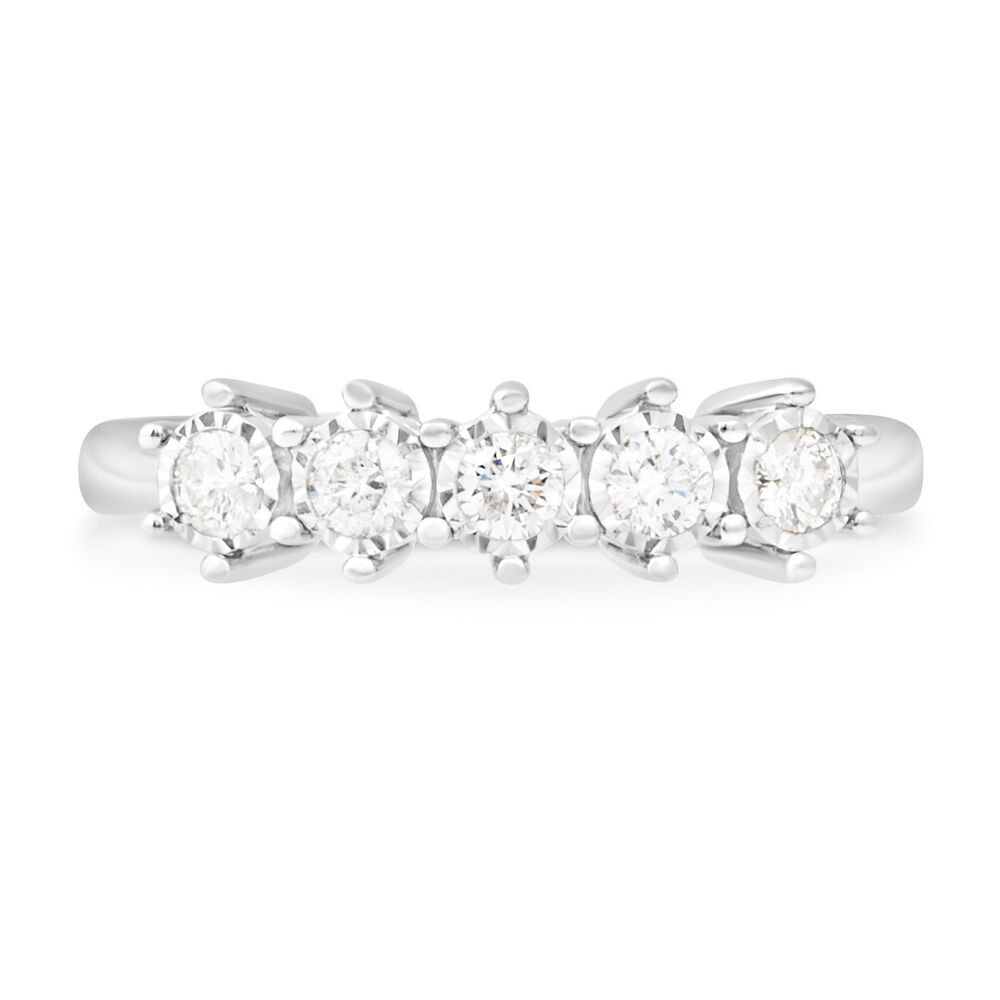 Ladies 9ct White Gold 5 stone Diamond Illusion Ring .25ct image number 1