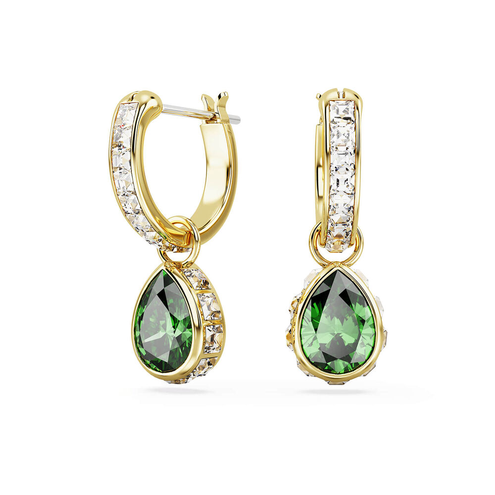 Swarovski Chroma Crystals & Green Cubic Zirconia 18ct Yellow Gold Finished Stud Earrings