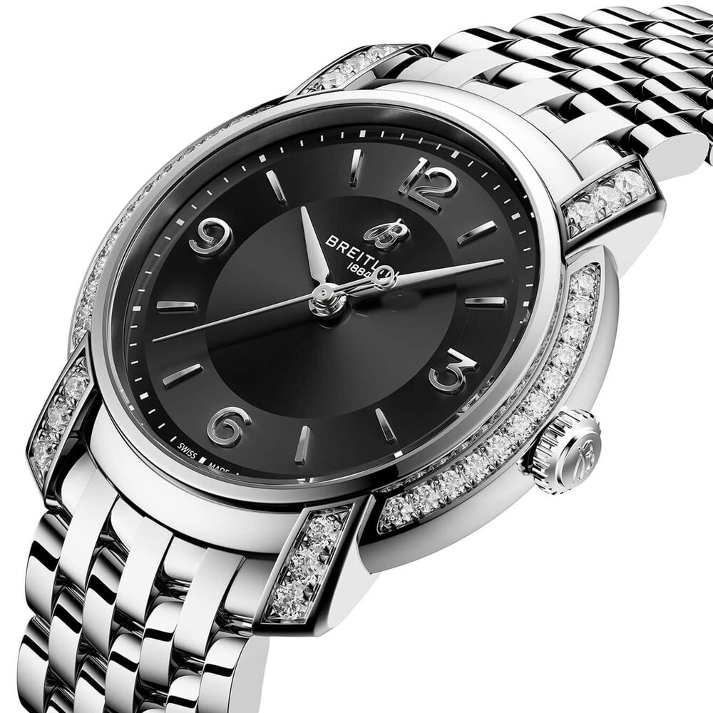 Breitling Lady Premier 32mm Black Dial Steel Bracelet Watch