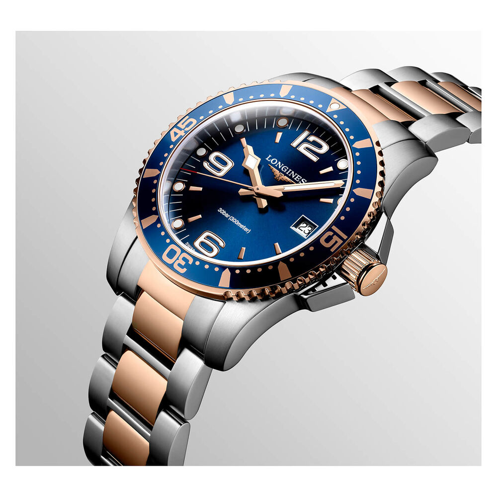 Longines Diving HydroConquest Blue Rose Gold & Steel Case Bracelet Watch image number 2