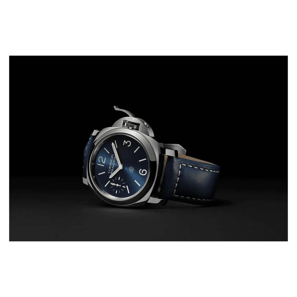 Panerai Luminor 44mm Blu Mare Blue Dial Strap Watch image number 2