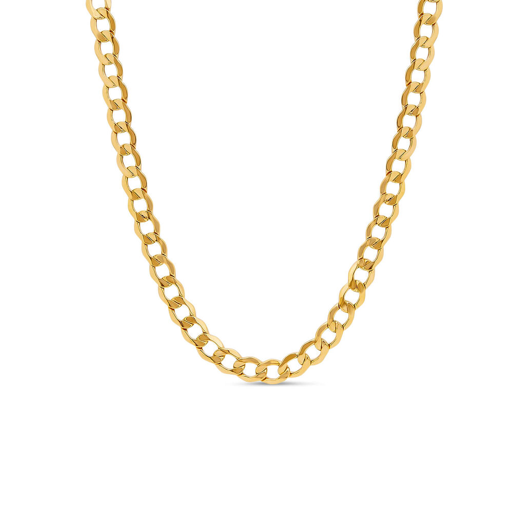 9ct Yellow Gold Six Sided Diamond Cut 18'' Curb Chain Necklace image number 0