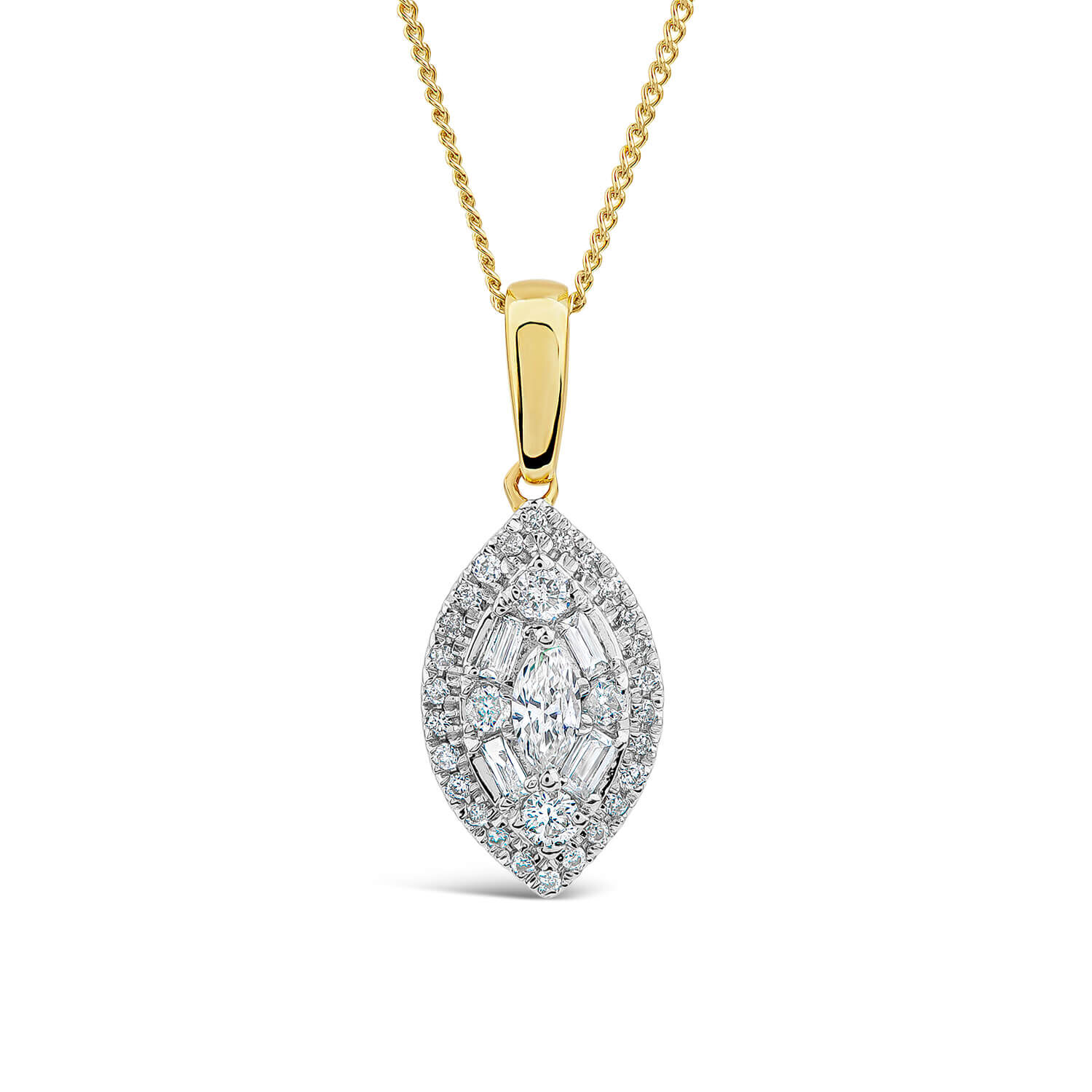 Baguette diamond pendant sale
