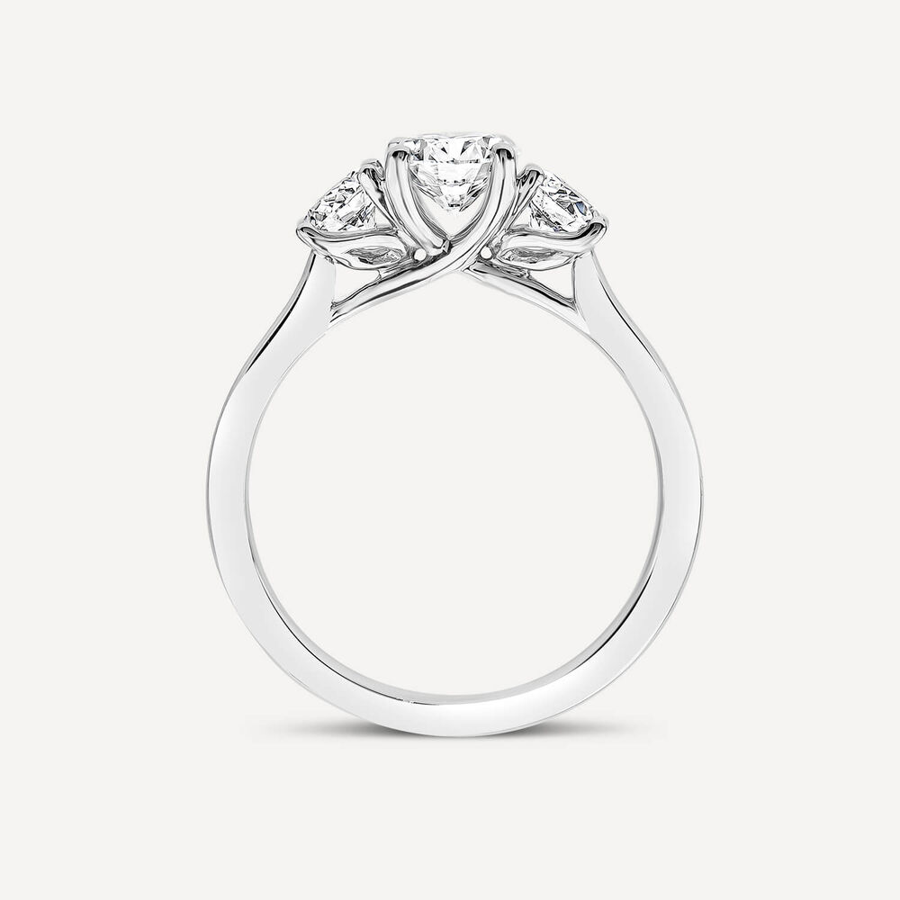 Born Platinum Lab Grown 1 carat 3 Stone Round Brilliant Diamond Ring image number 3