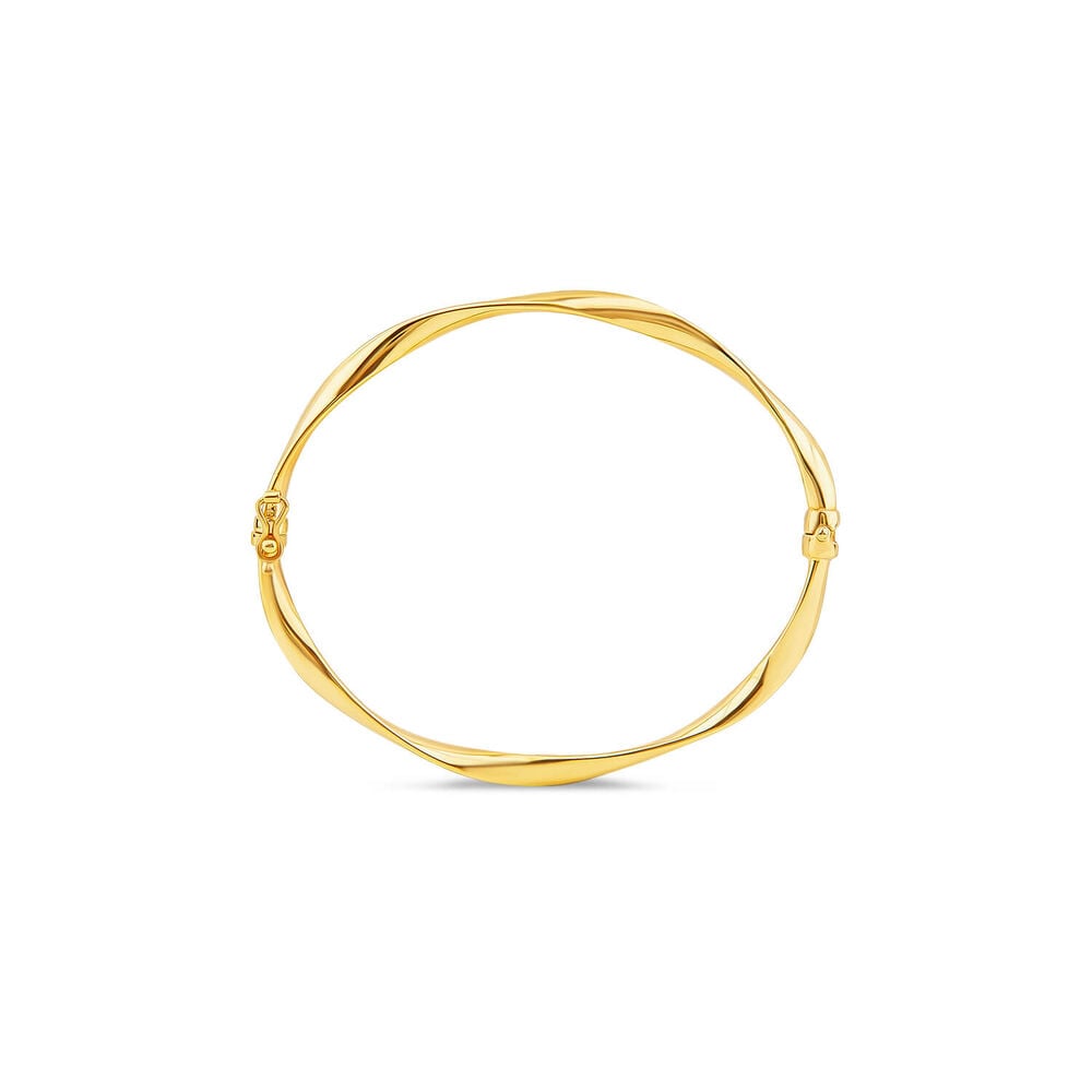 9ct Yellow Gold Twisted Tube Bangle image number 0