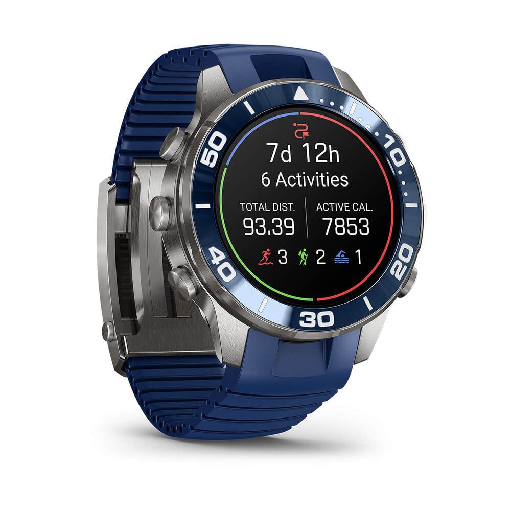 Garmin MARQ Diver (Gen 3) 47mm Grade 5 Titanium Case Blue Silicone Rubber Strap Watch