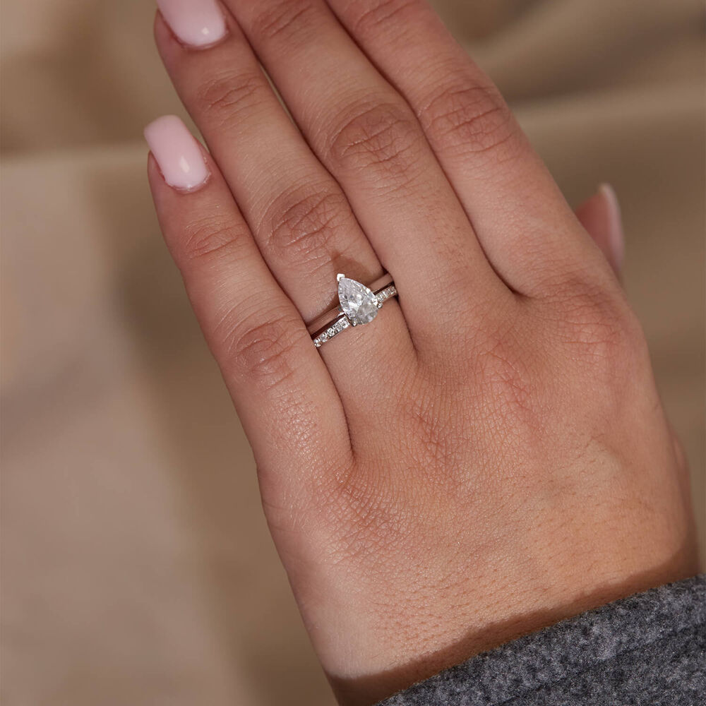 Born Platinum Lab Grown 1.20ct Pear Diamond Ring image number 6