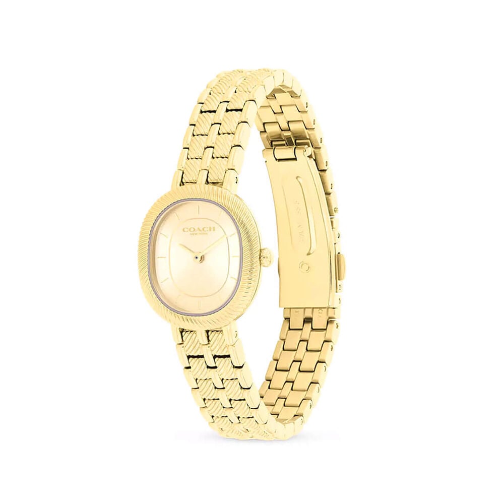 Coach Harlow 23.8mm Gold Dial Gold Tone Steel Bracelet Watch