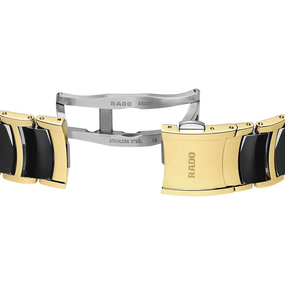 Rado Automatic Diamonds 35mm Black Dial Ceramic & Gold PVD Steel Bracelet Watch image number 4