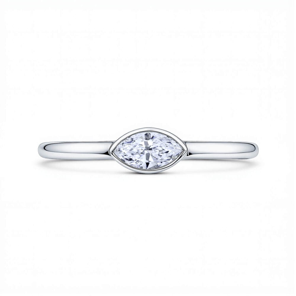 Born Contour 9ct White Gold 0.25ct Marquise Lab Grown Diamond Bezel Set Ring