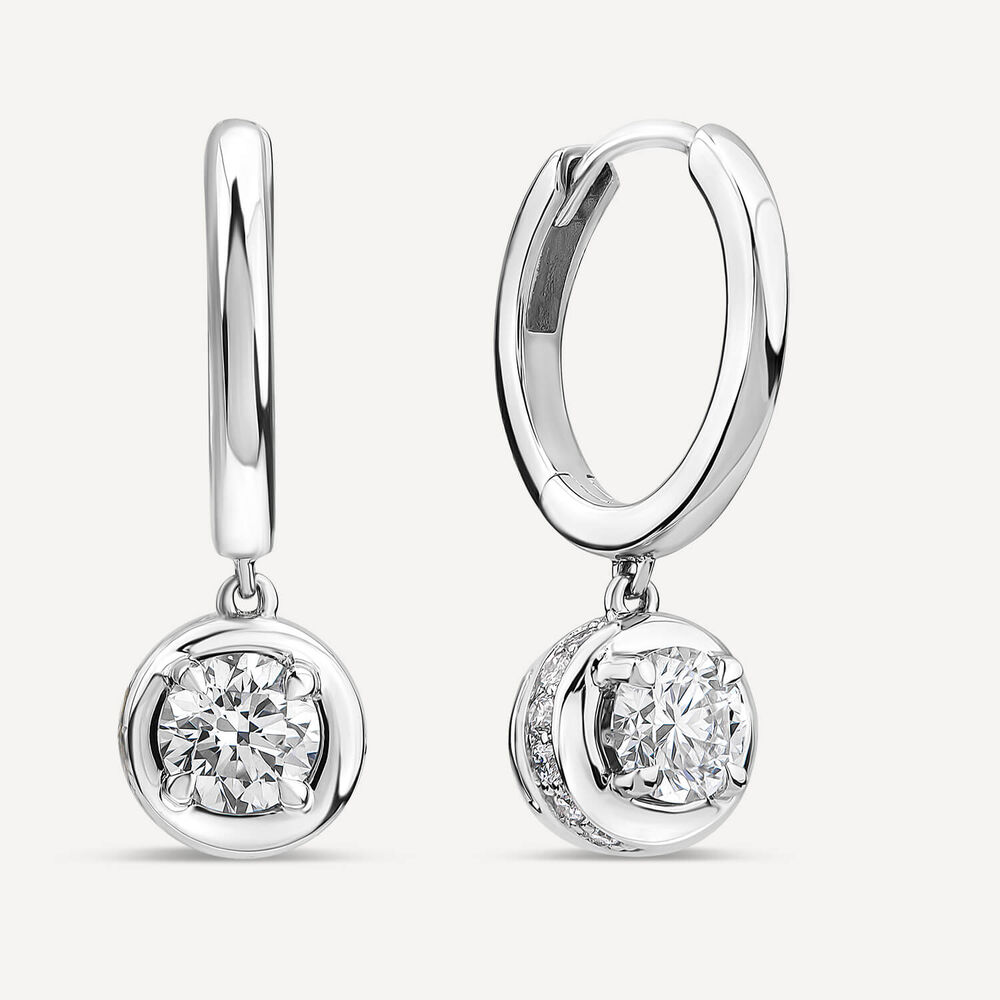 Born Orbit 9ct White Gold Lab Grown 0.80ct Round Diamond Drop Earrings image number 1