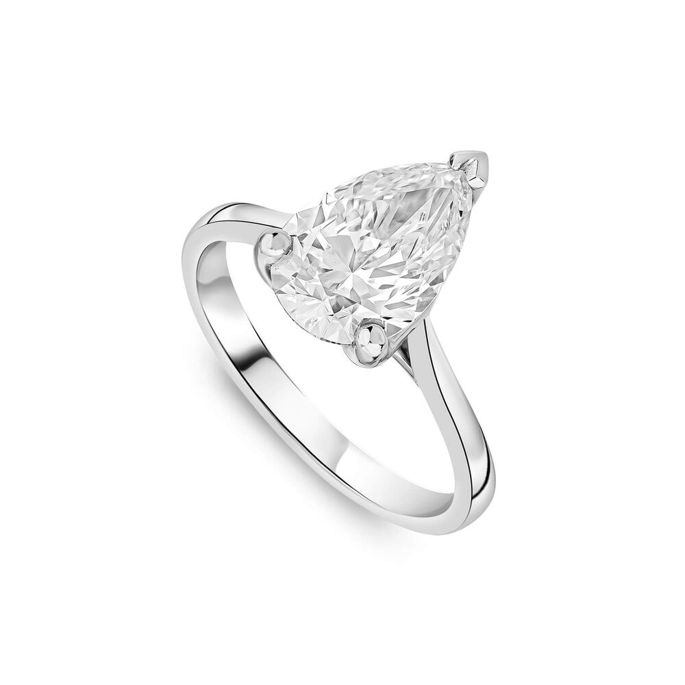 Born Platinum 2.50ct Lab Grown Pear  Solitaire Diamond Ring