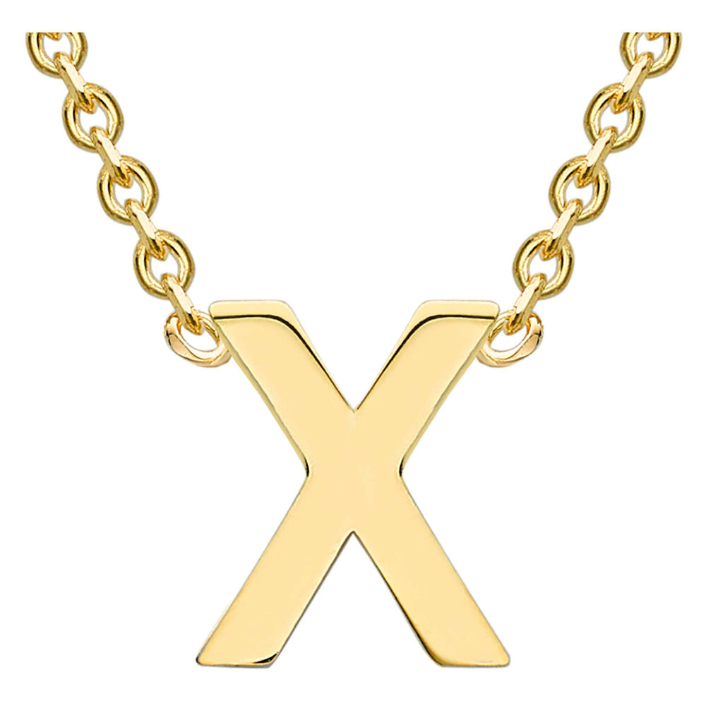 9 Carat Yellow Gold Petite Initial X Necklet (Special Order) image number 0