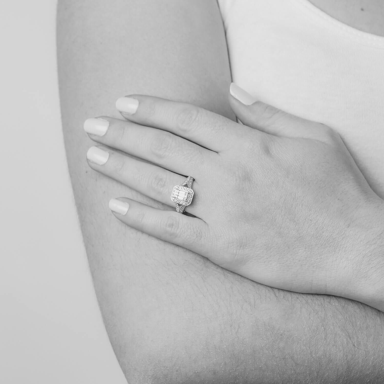 Diamond frame engagement ring sale