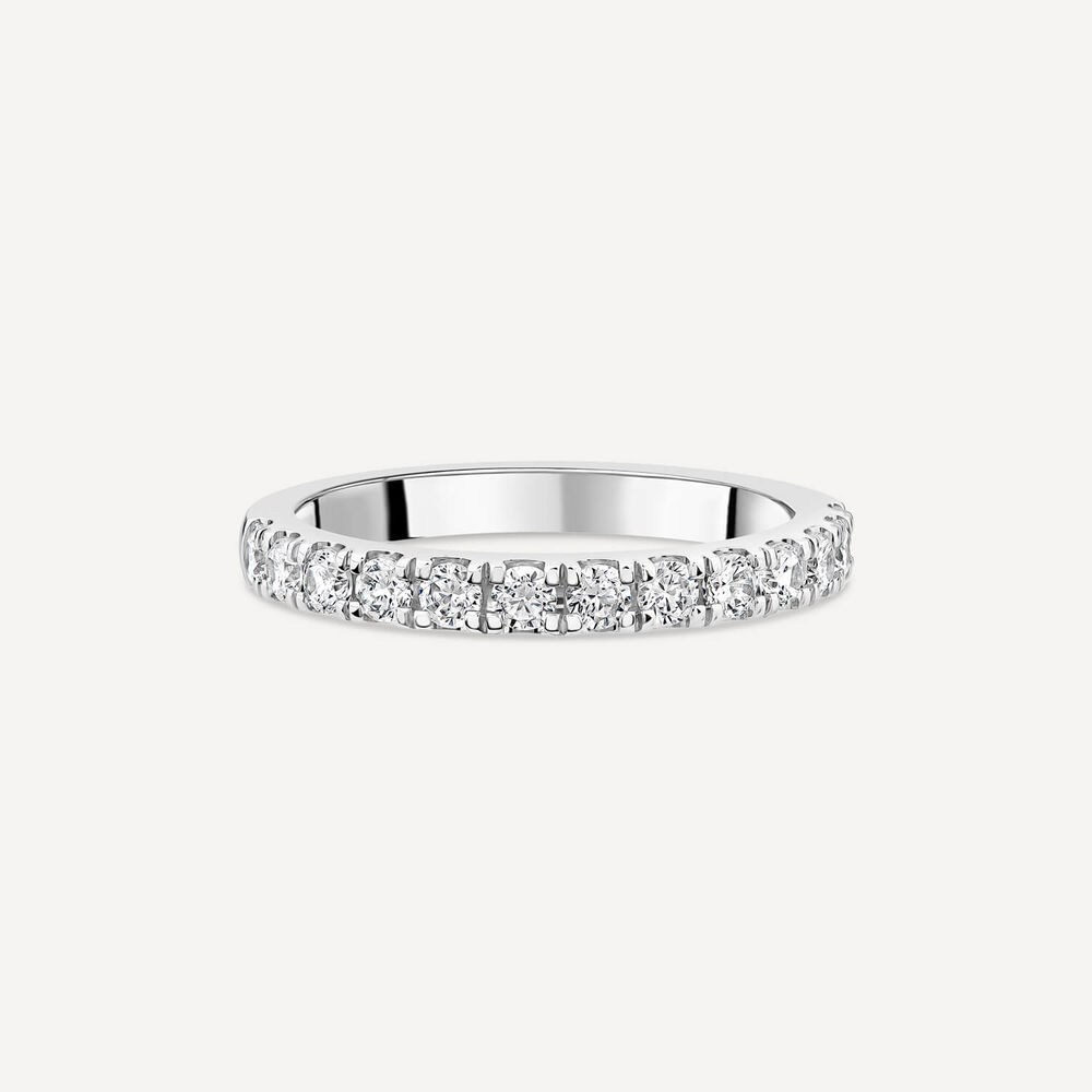 Born Platinum 0.55ct Lab Grown Claw Set Half Eternity Wedding Ring image number 2